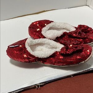Red Sequin Slippers with Bow